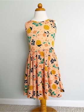 Dot Dot Smile :D Orange Citrus Floral Polka Dot Tank Twirl Dress